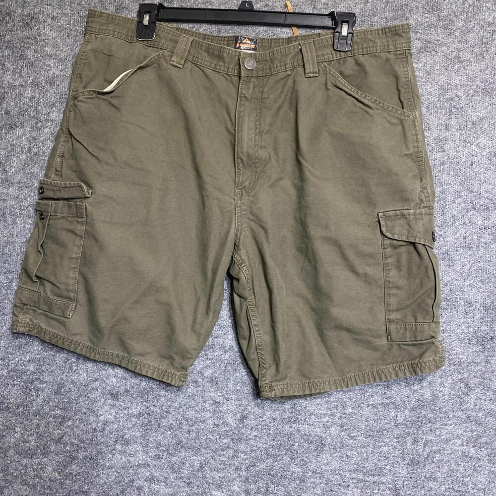 Ridgecut Toughwear Men Cargo Work Shorts Green Nylon Zip Pocket Size 42 Outdoor